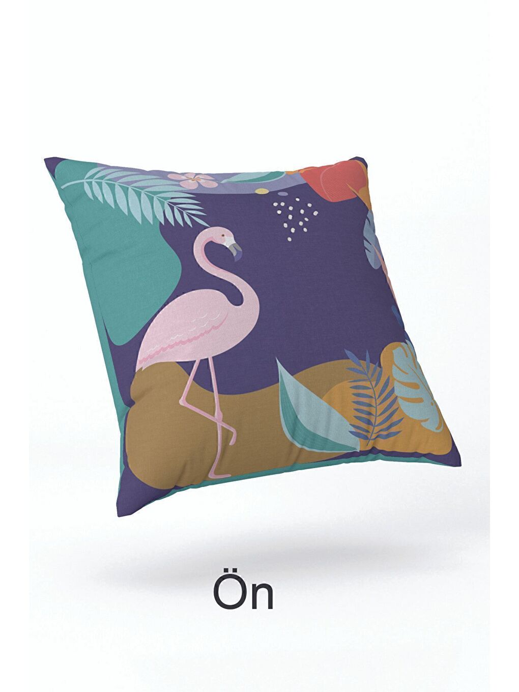 ASDIVA Mor Kadife 43x43 Cm Kırlent Kılıfı Dekoratif Yumuşak Salon Flamingo Yaprak - 2