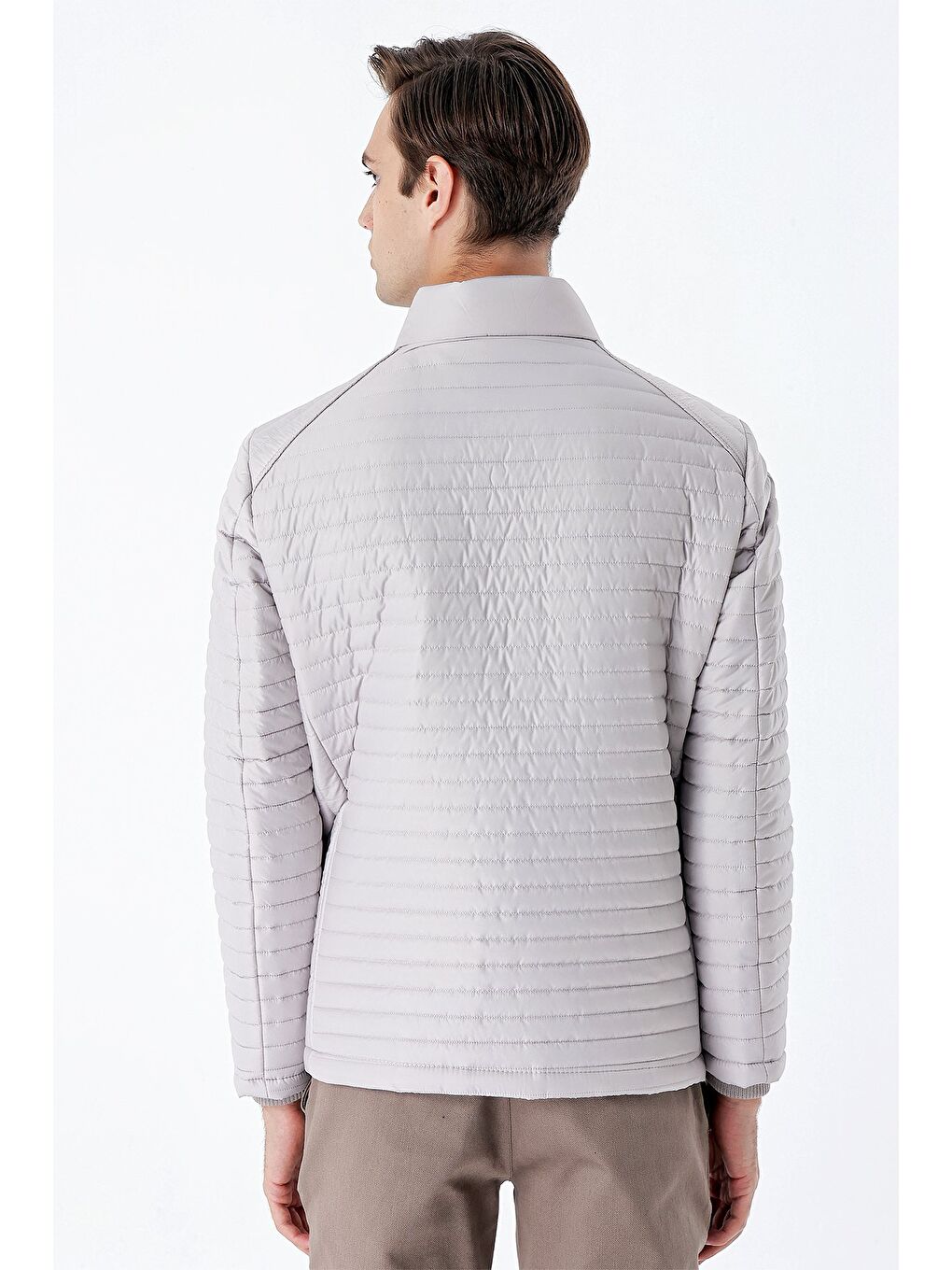 Bej Taş Rengi Kapitone Dolumlu Dik Yaka Astarlı Slim Fit Dar Kesim Casual Mont 1007235164-3