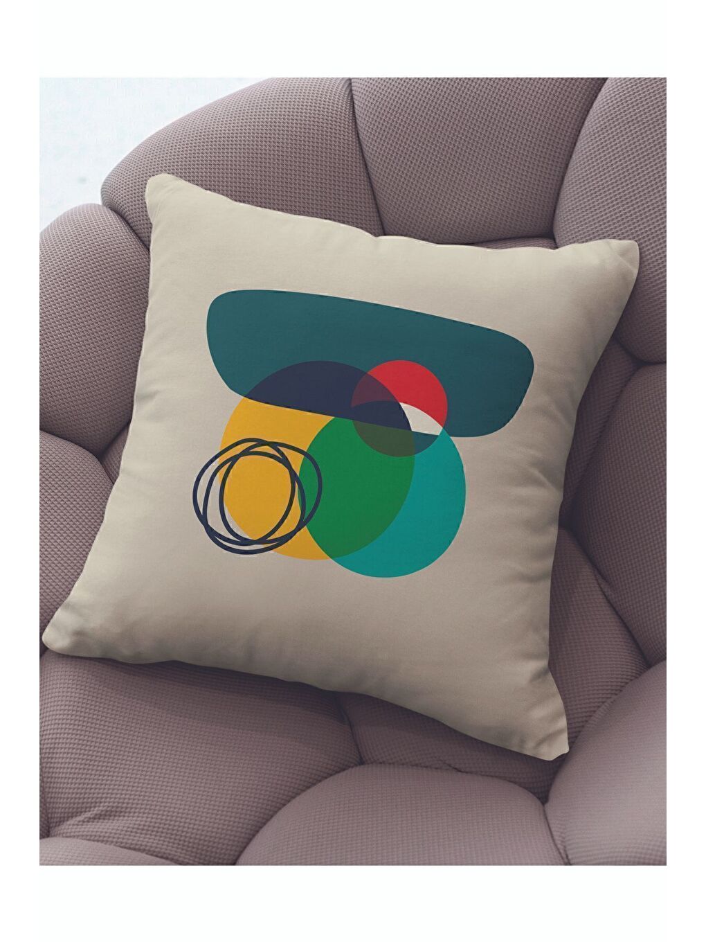 Ekru Kadife 43x43 Cm Kırlent Kılıfı Dekoratif Yumuşak Salon Soyut-1