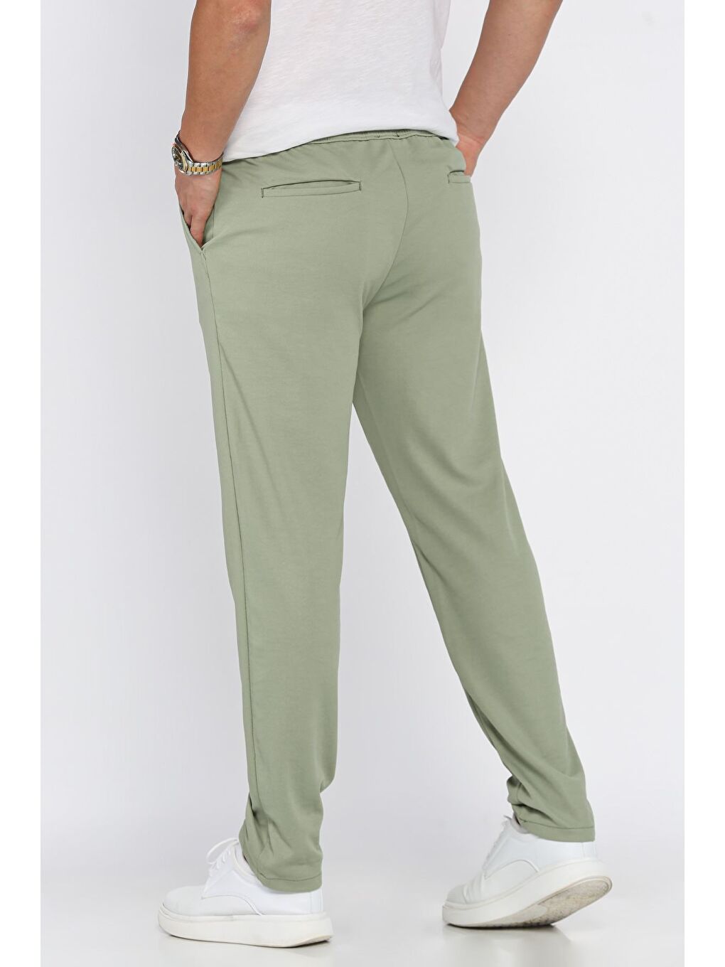 Yeşil Erkek Bel Bağlamalı Pantolon-1