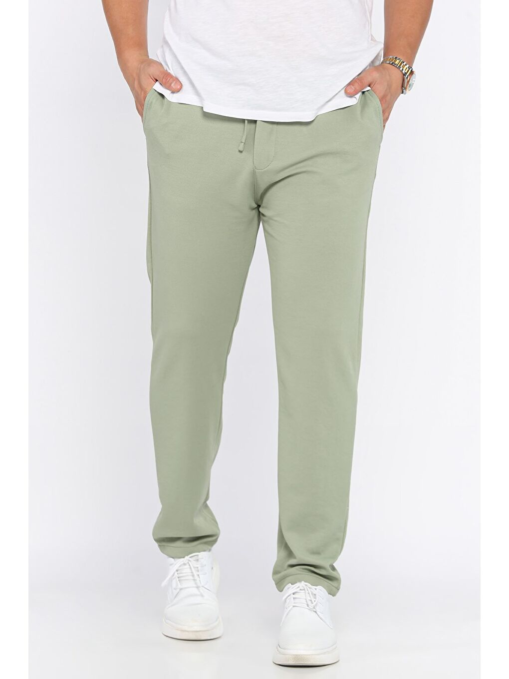 Yeşil Erkek Bel Bağlamalı Pantolon-3