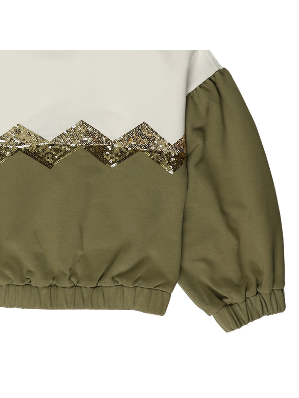 Haki Kız Çocuk Pul Nakış Detaylı Sweatshirt-2