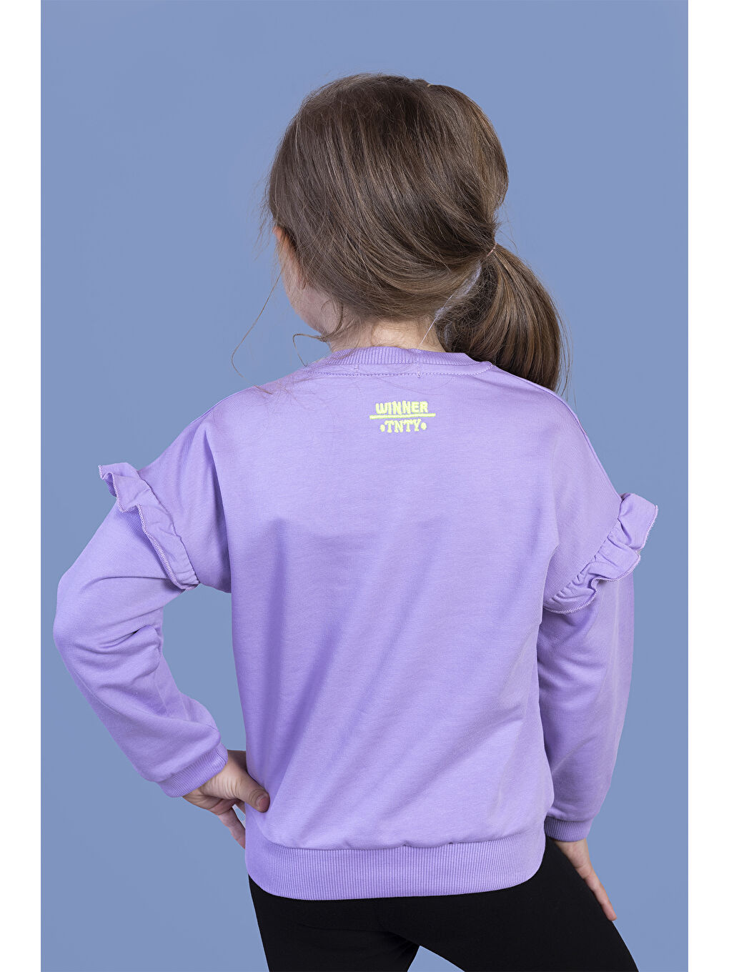 Toontoykids Lila Kız Çocuk Kolları Fırfır Detaylı Nakışlı Sweatshirt - 1