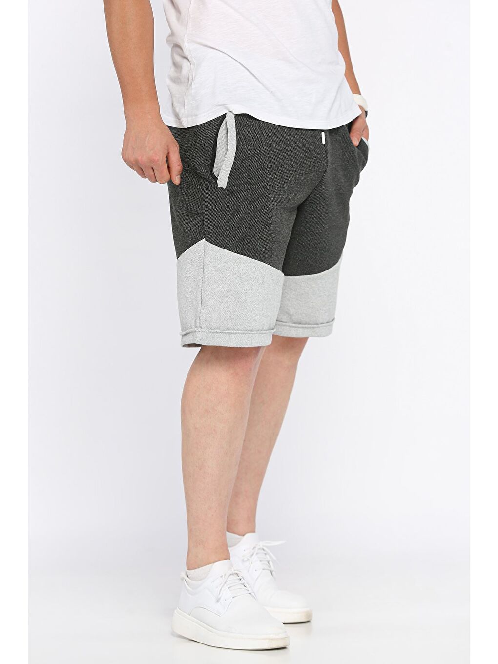 Antrasit Erkek Bel Bağlamalı Şort-1