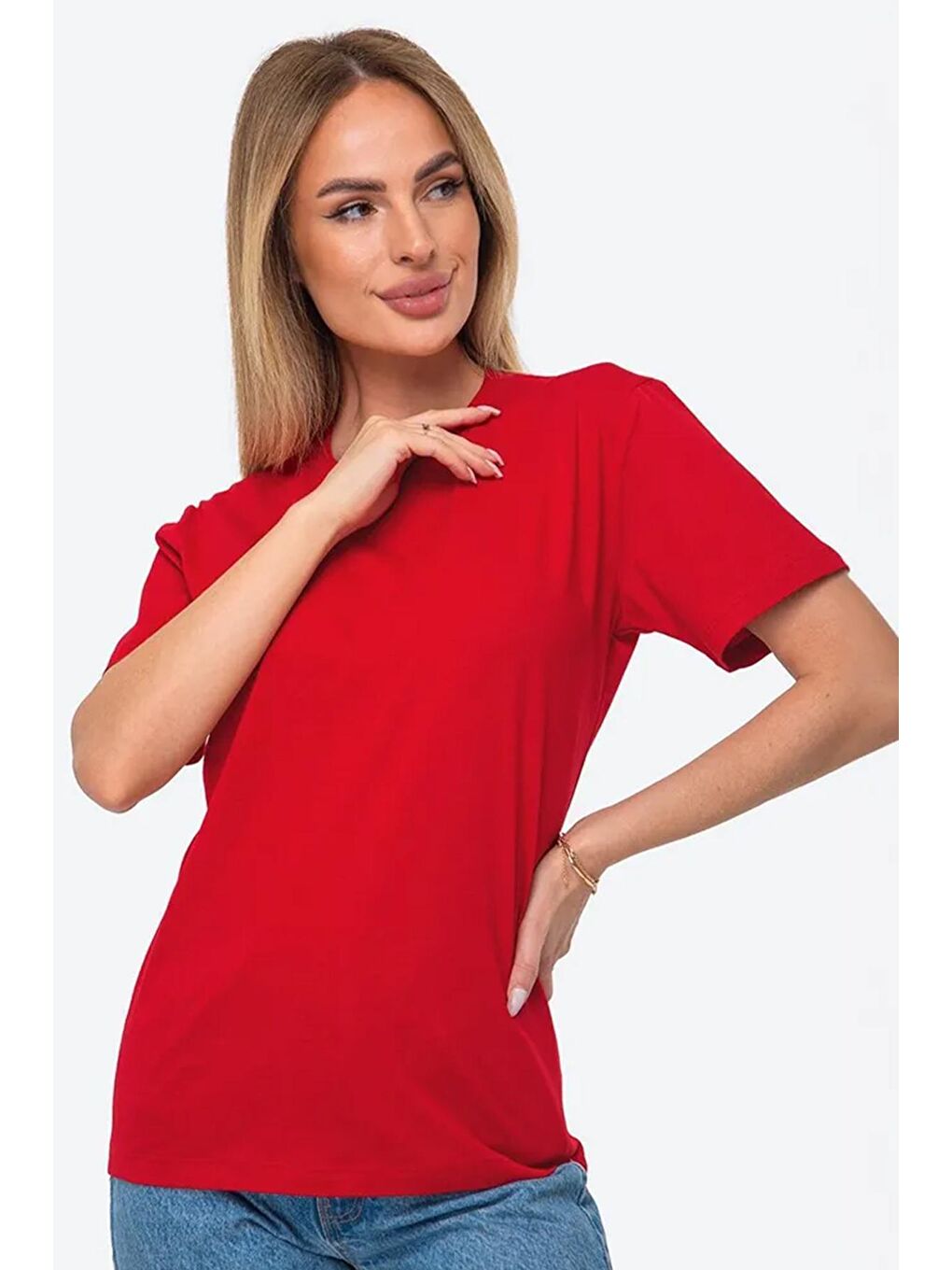 uyguntarz Kırmızı Unisex Pamuklu Oversize Basic Tshirt