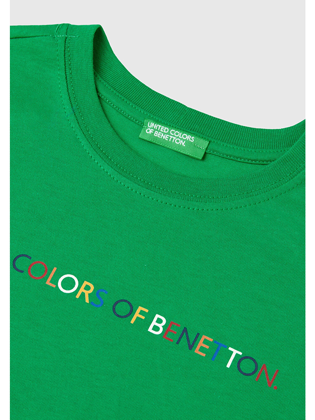 United Colors Of Benetton Yeşil Erkek Çocuk Yeşil Önü Çok Renkli Logo Baskılı Bisiklet Yaka Kısa Kollu T-Shirt - 2