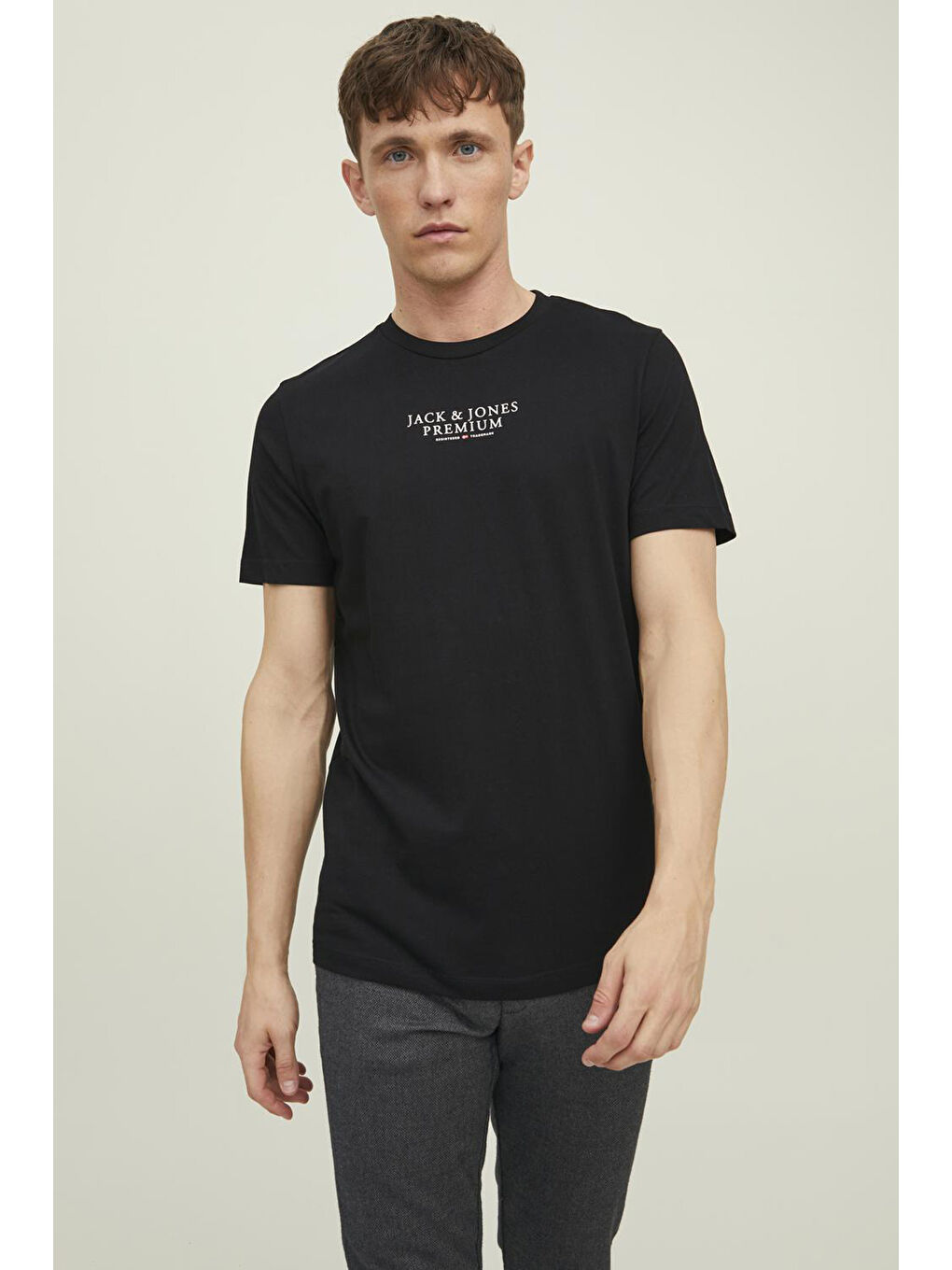 Siyah %100 Pamuk Regular Fit Bisiklet Yaka  Erkek Tişört 12217167