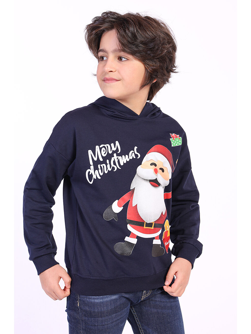 Lacivert Unısex Çocuk Baba Baskılı Sweatshirt-2