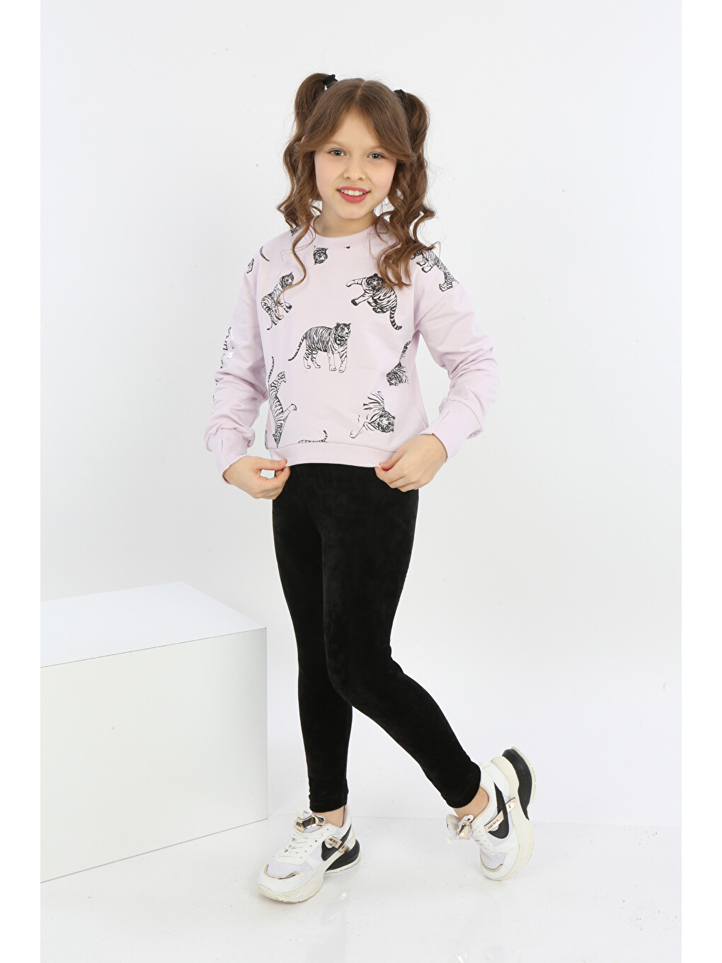 Lila Kız Çocuk Tiger Trend Baskılı Sweatshirt