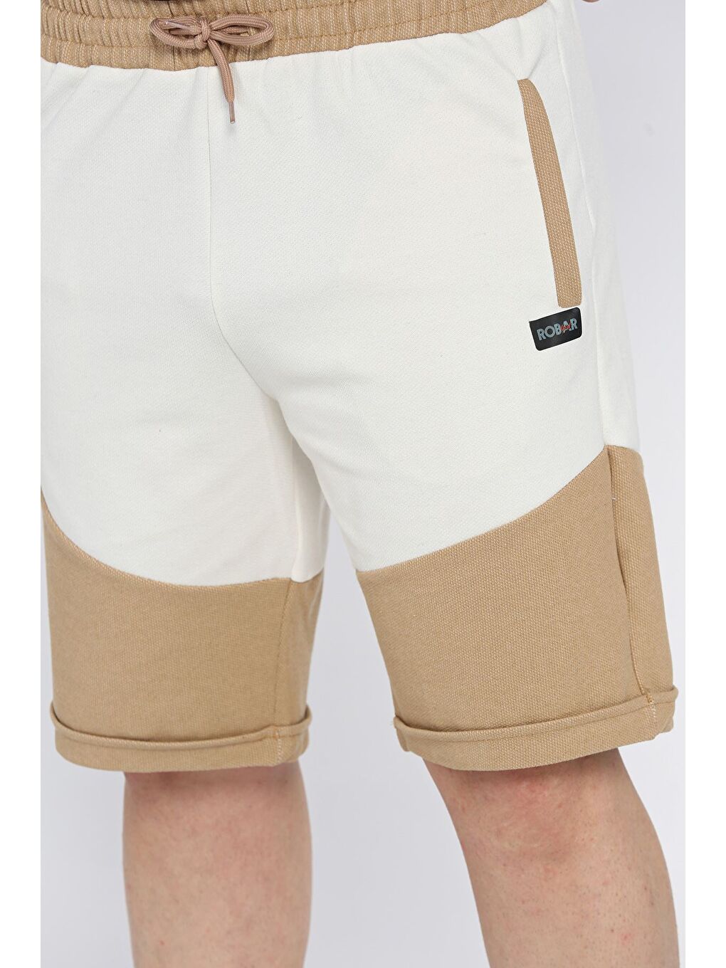 Ekru Erkek Bel Bağlamalı Şort-3