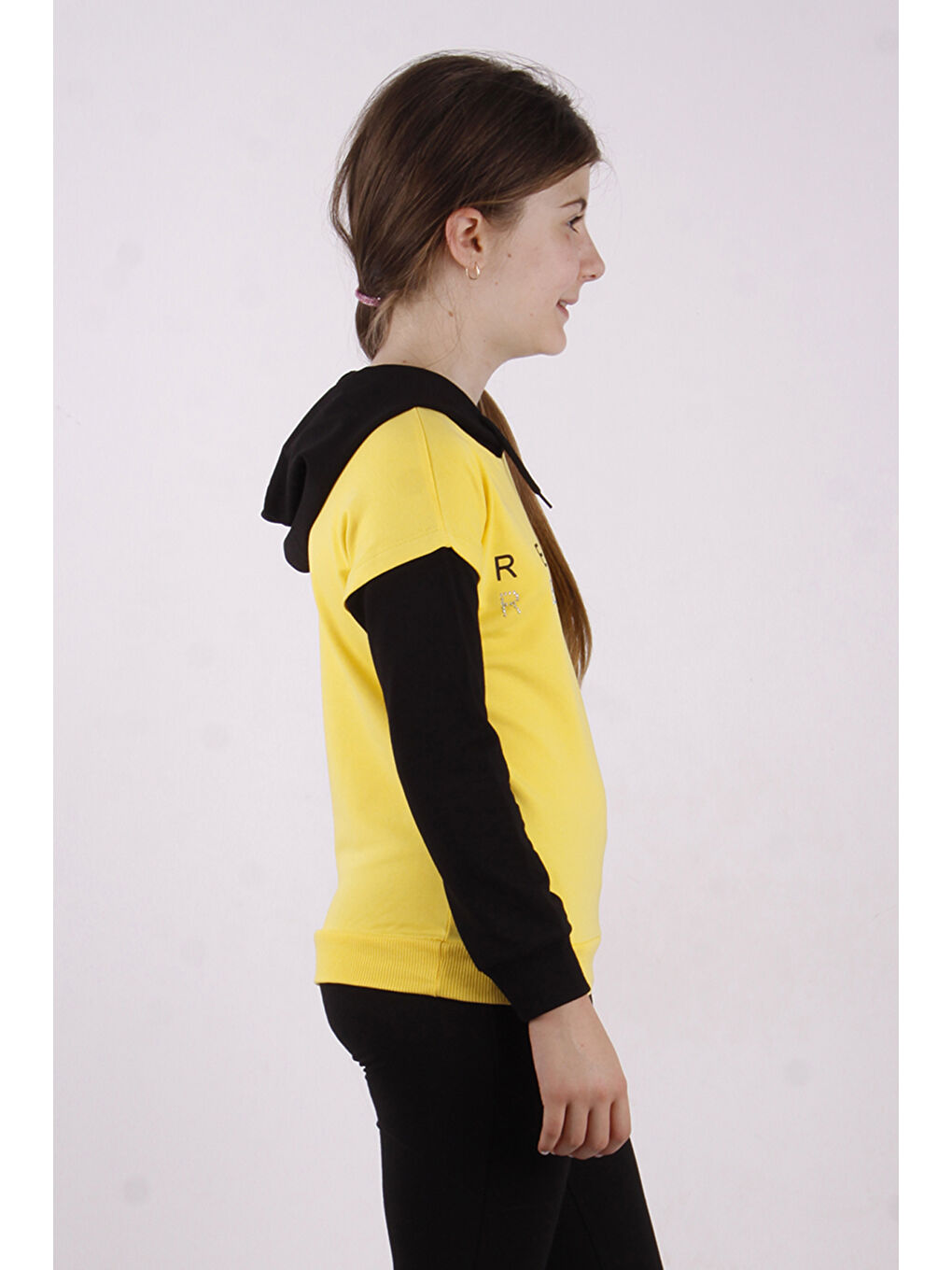 Sarı Kız Çocuk Relax Baskılı Sweatshirt-1