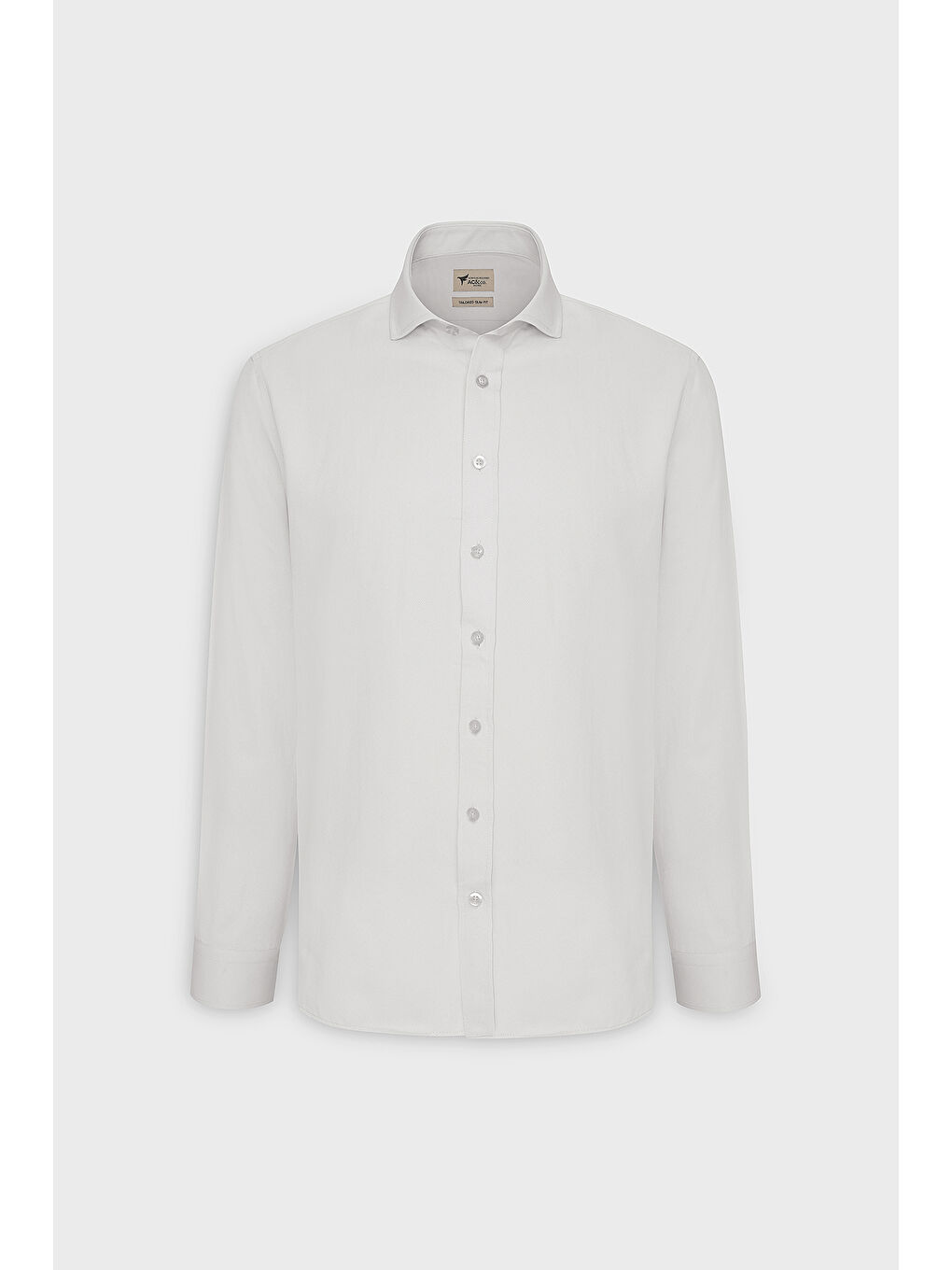 Erkek Beyaz Kolay Ütülenebilir Pamuklu Slim Fit Dar Kesim Klasik Yaka Armürlü Gömlek-5