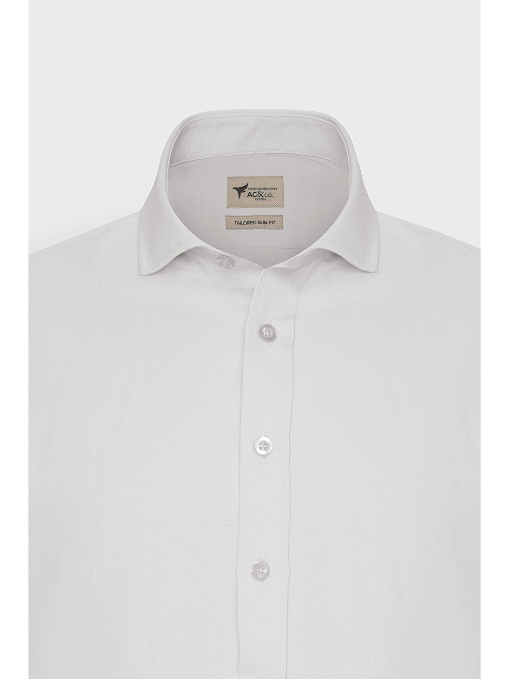 Erkek Beyaz Kolay Ütülenebilir Pamuklu Slim Fit Dar Kesim Klasik Yaka Armürlü Gömlek-6