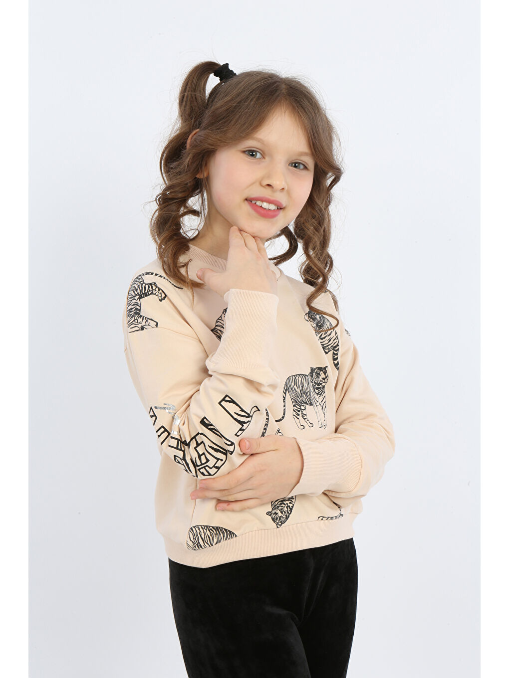 Bej Kız Çocuk Tiger Trend Baskılı Sweatshirt-2