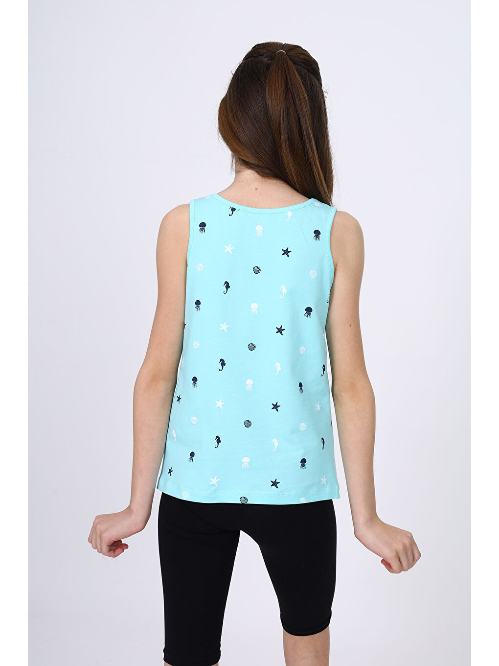 Turkuaz Kız Çocuk Baskılı Atlet-2