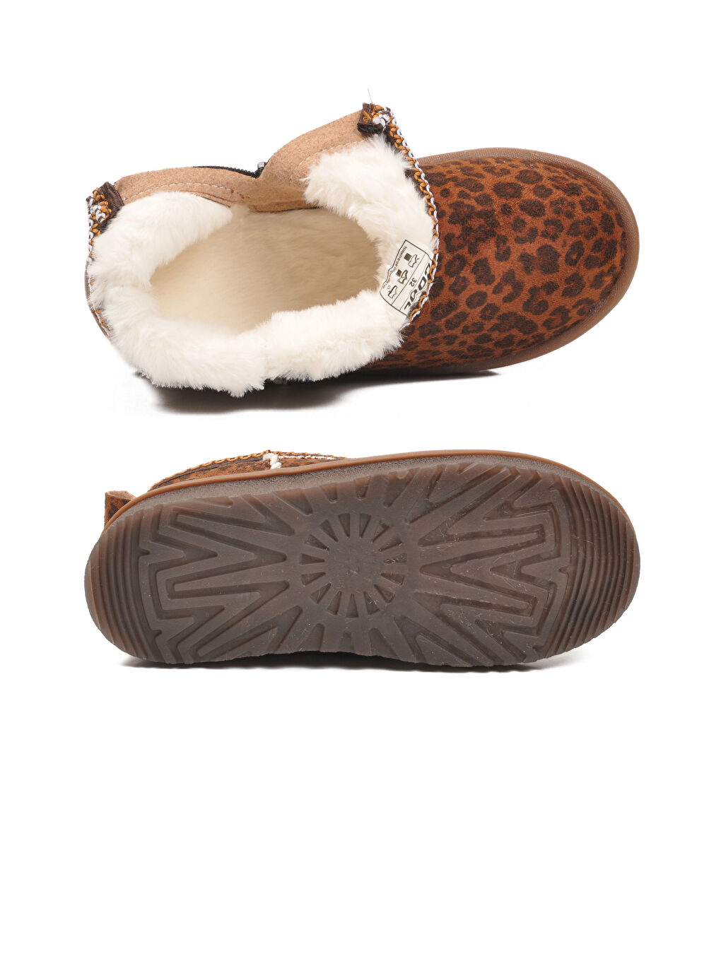 Karışık Leopar Süet İçi Kürklü Soğuğa Dirençli Kız Çocuk Bot Ugy F-4