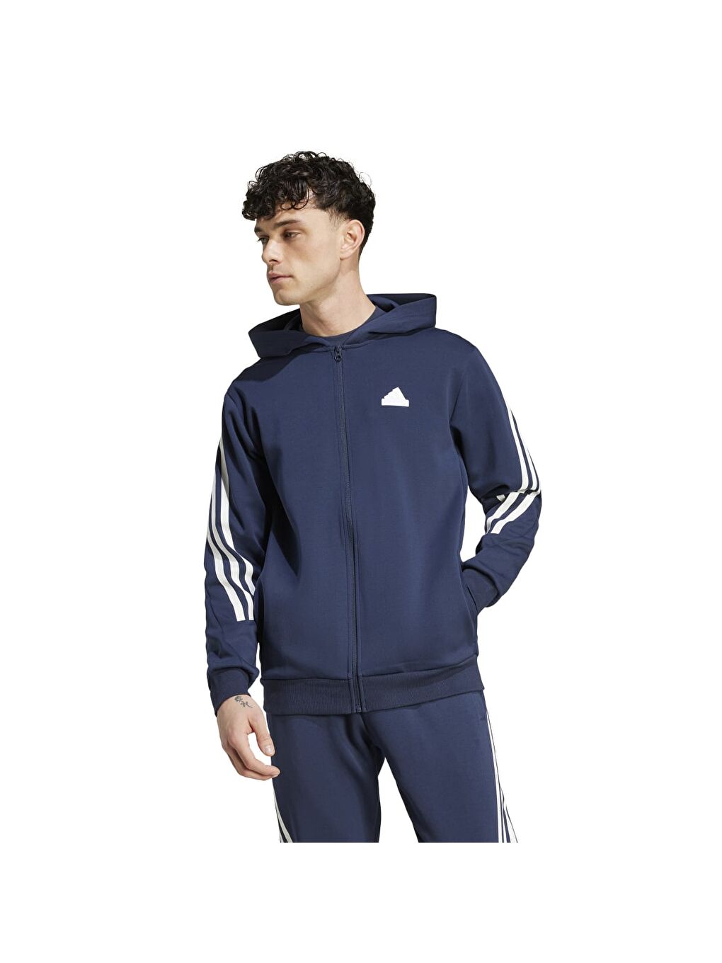 Adidas Lacivert Future Icons 3 Stripes Erkek Lacivert Kapüşonlu Hoodie