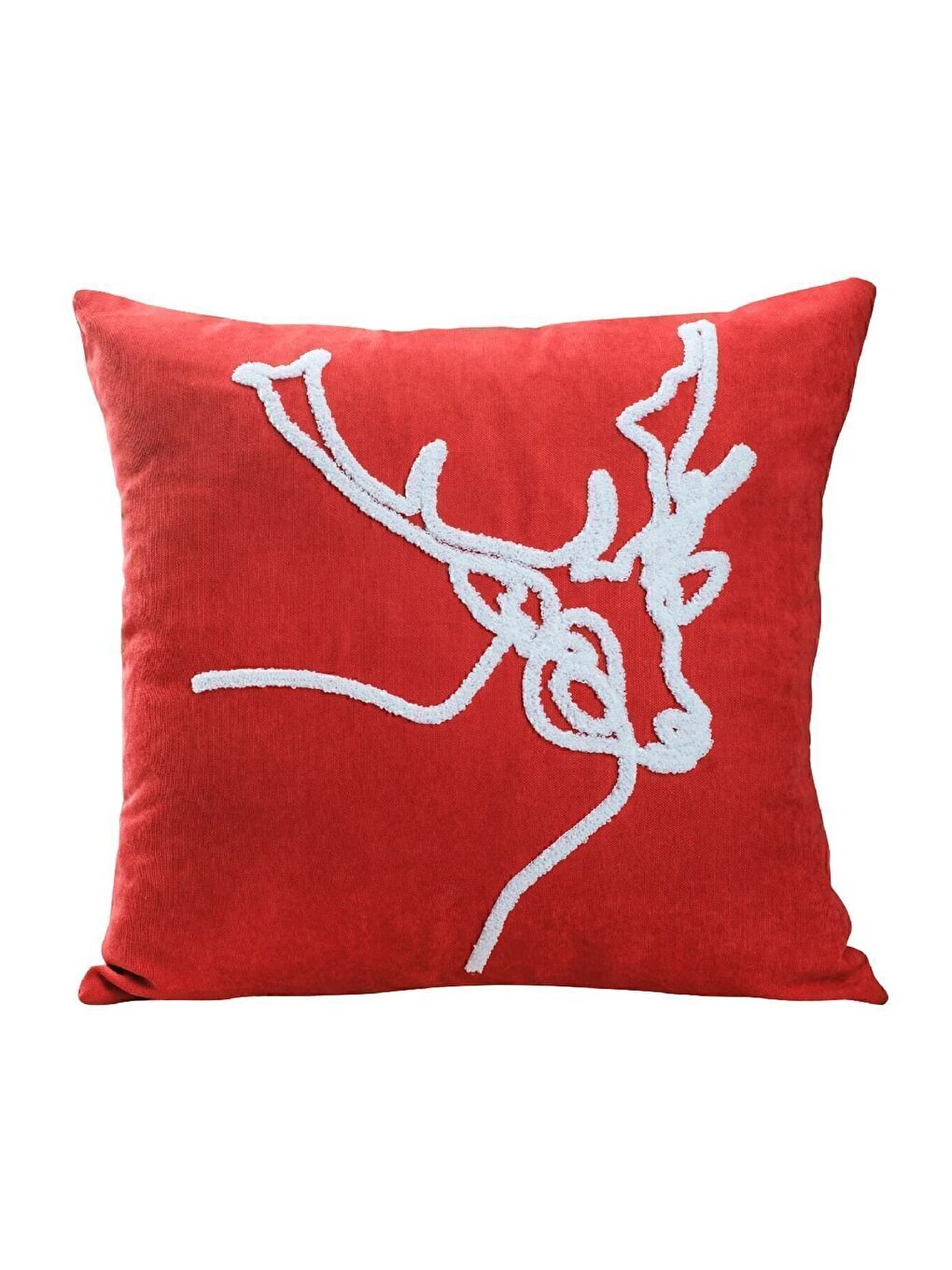 Yılbaşı Kırlent Kılıfı Kırmızı Beyaz Punch Geyik Desenli Yeni Yıl Süzene Panç-1