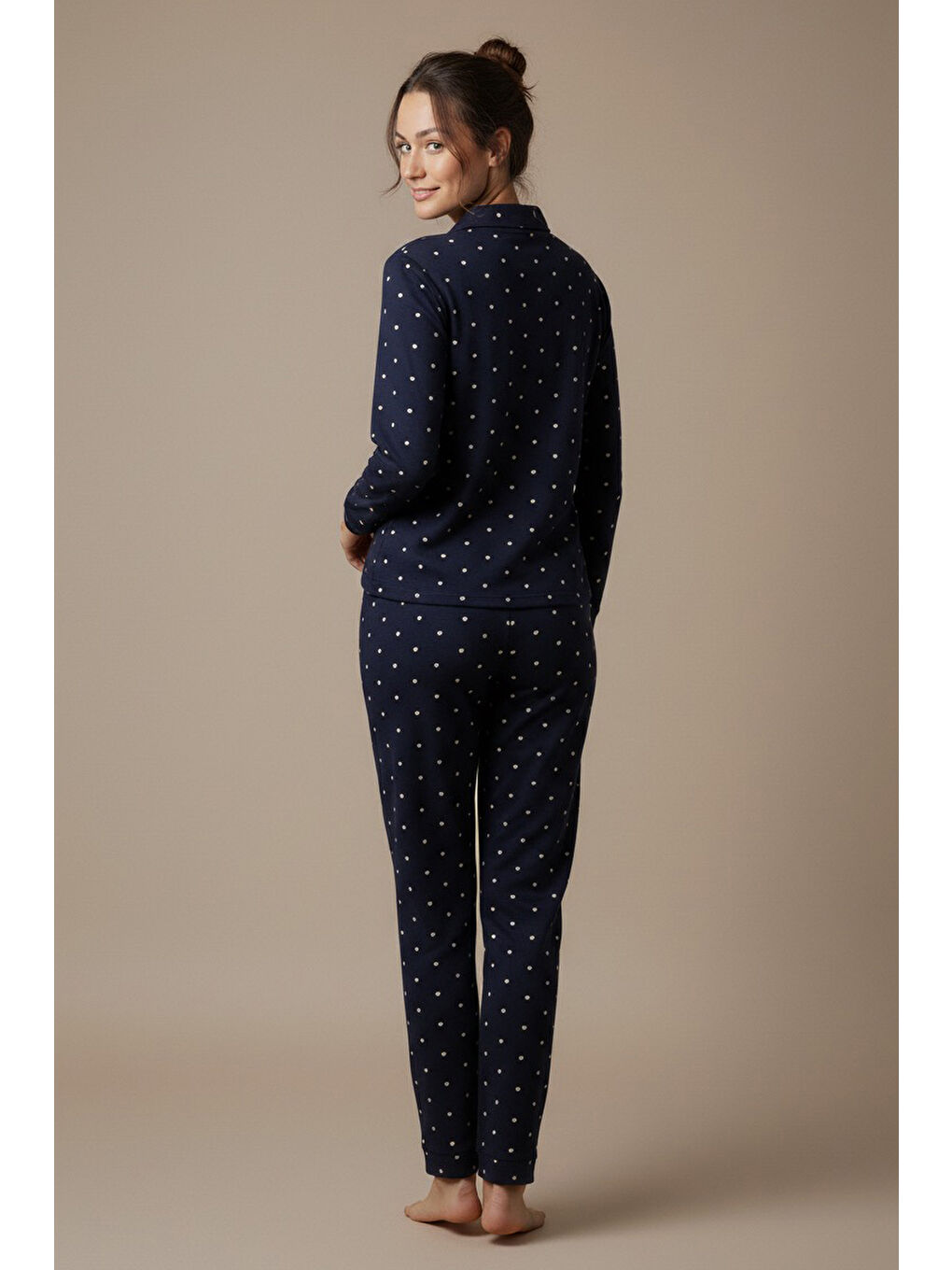 Mini Kalp Baskılı Pijama Takımı Lacivert - 27948-LACIVERT-1