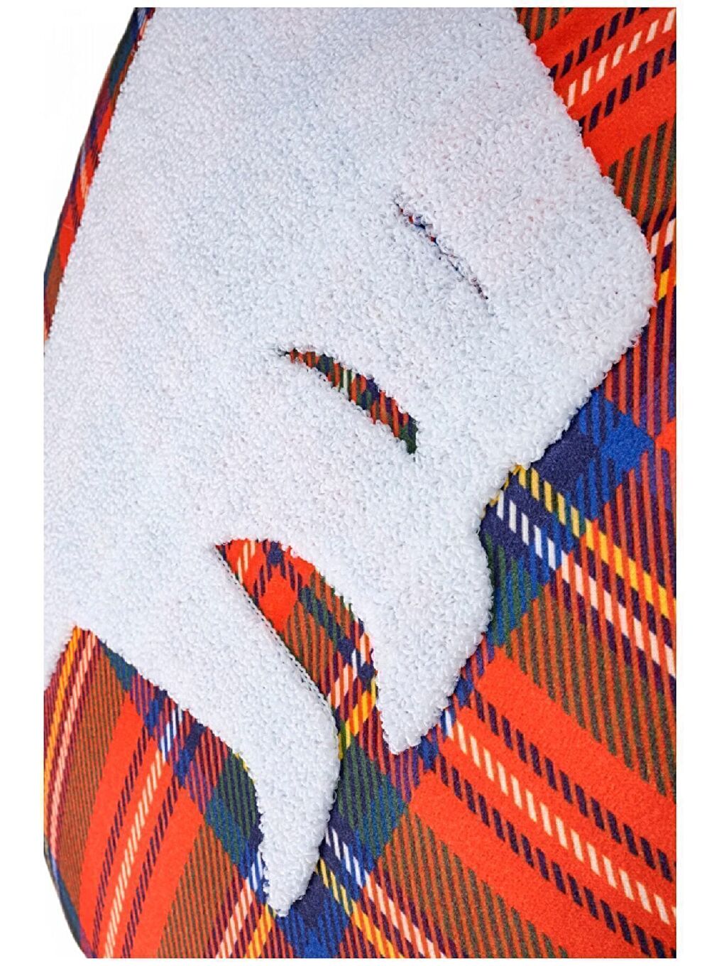 Gri Yılbaşı Kırlent Kılıfı Kırmızı Ekose Kumaş Beyaz Punch Boz Ayı Desenli Süzene Panç-2