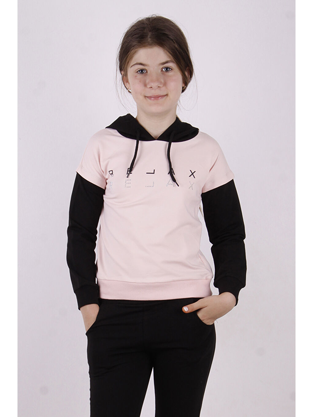 Pembe Kız Çocuk Relax Baskılı Sweatshirt-3