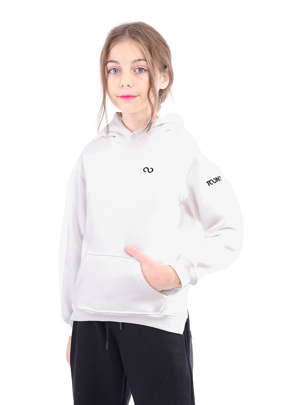 Ekru Kız Çocuk Nakışlı Sweatshirt