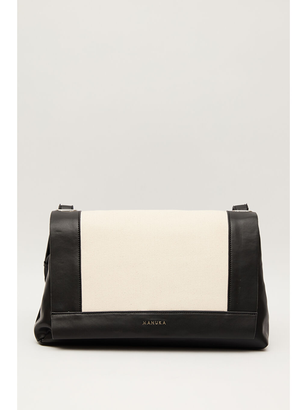 Kanvas Deri Kapaklı Çanta Bej