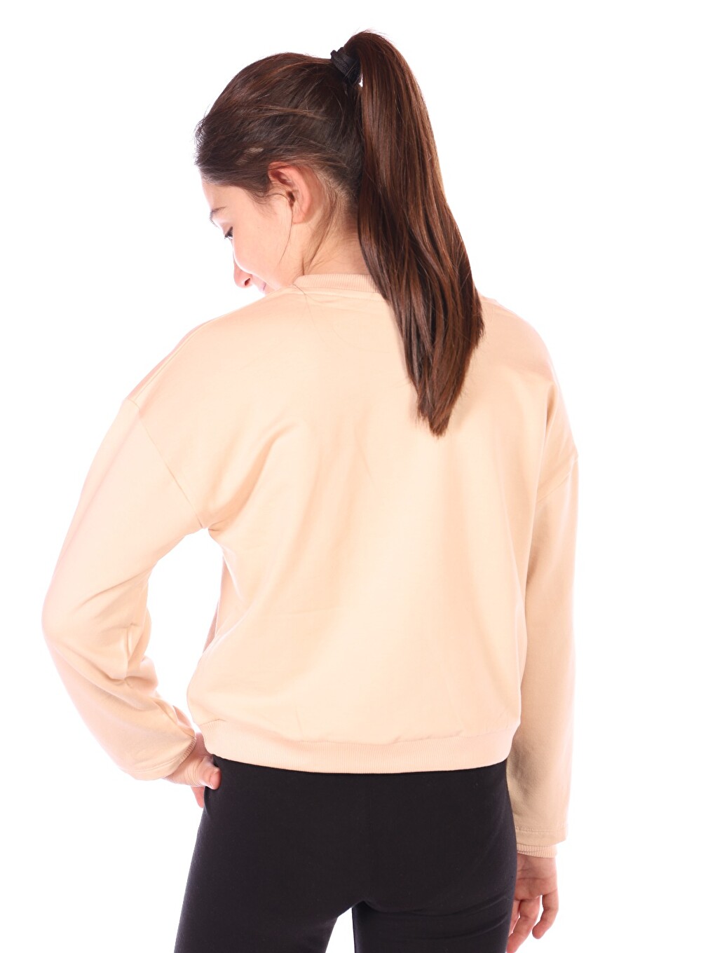 Bej Kız Çocuk Ayıcık Baskılı Sweatshirt-5