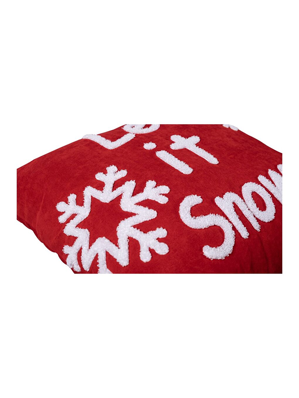 Beyaz Yılbaşı Kırlent Kılıfı Kırmızı Zemin  Punch  Desenli Yeni Yıl Süzene Panç 45x45-3