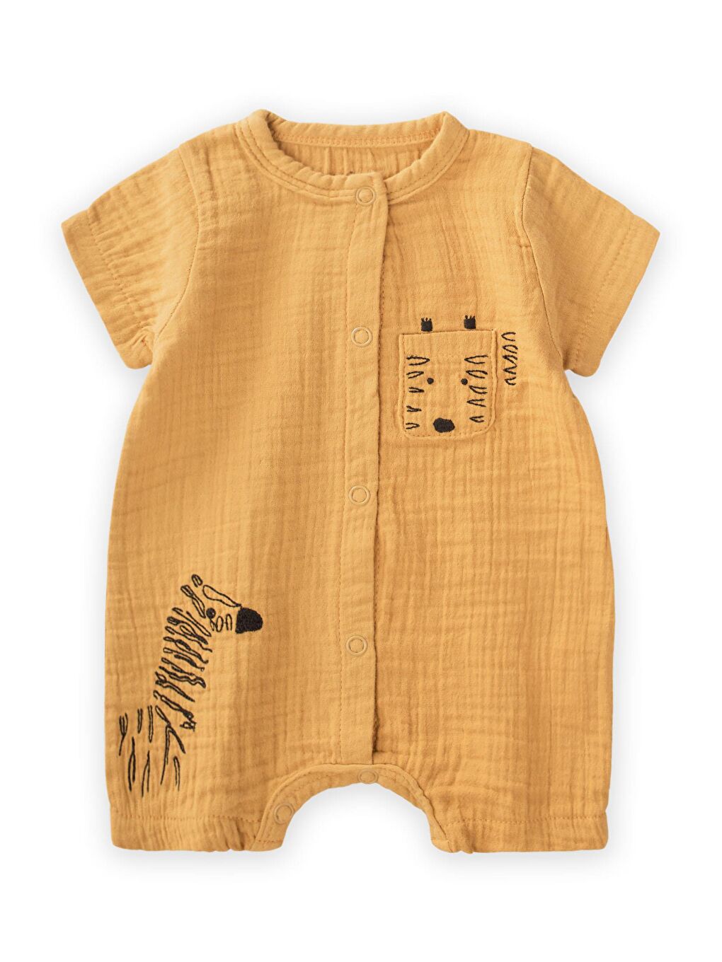 Sarı Kız Çocuk Nakışlı Müslin Tulum