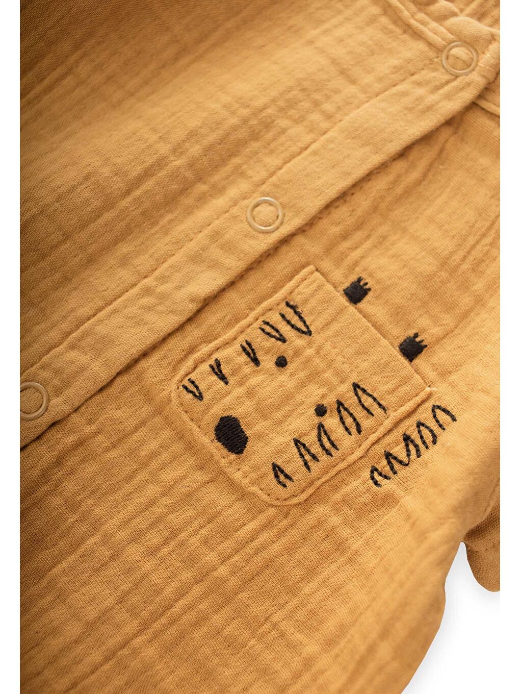 Sarı Kız Çocuk Nakışlı Müslin Tulum-2