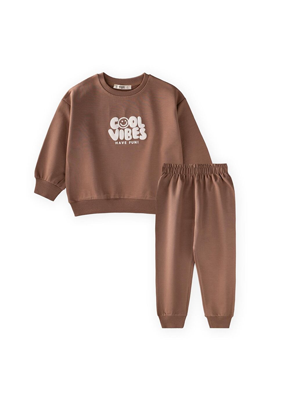 Kahverengi Cool Vibes Baskılı Takım 2-7 Yaş Kahve