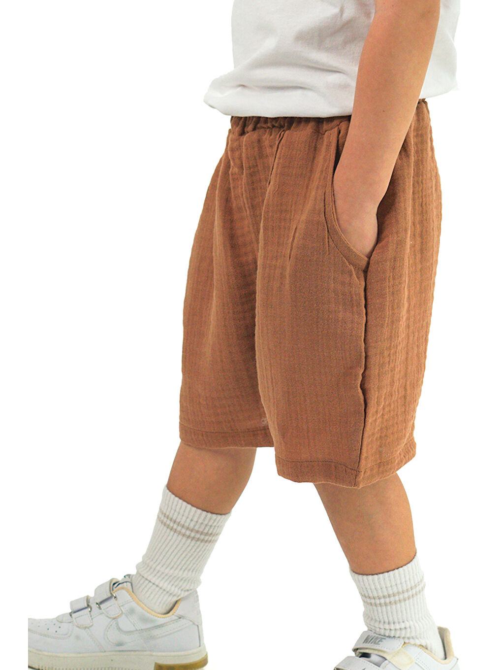 Bej 2'li Paket Duble Müslin Soho Uzun Şort ( Vizon ve Kahve )-1