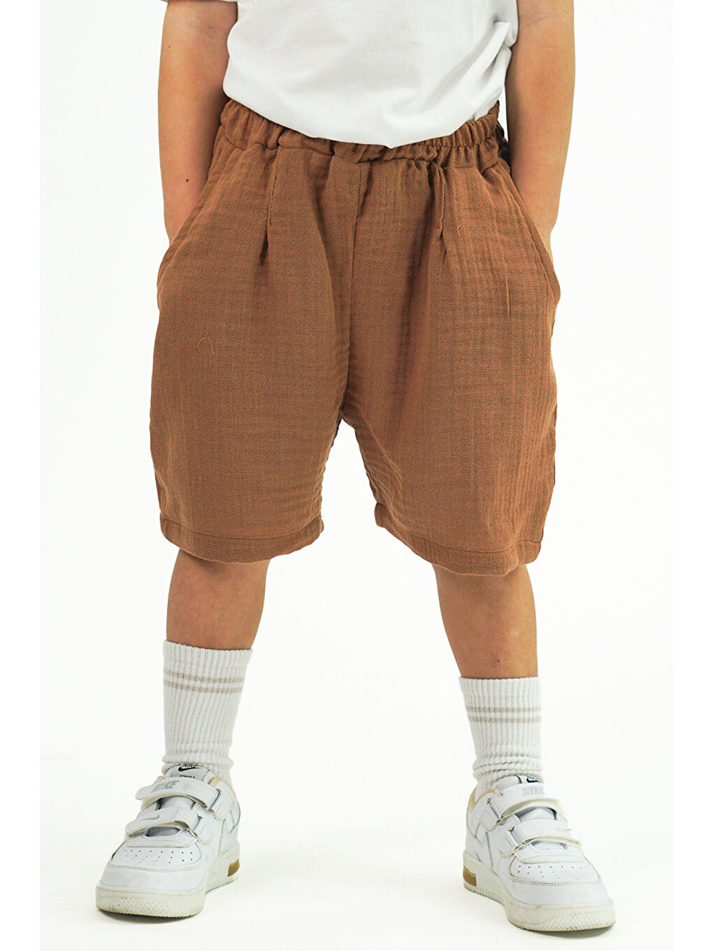 Bej 2'li Paket Duble Müslin Soho Uzun Şort ( Vizon ve Kahve )-3