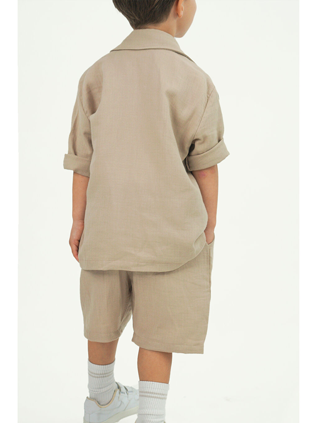 Bej 2'li Paket Duble Müslin Soho Uzun Şort ( Vizon ve Kahve )-4