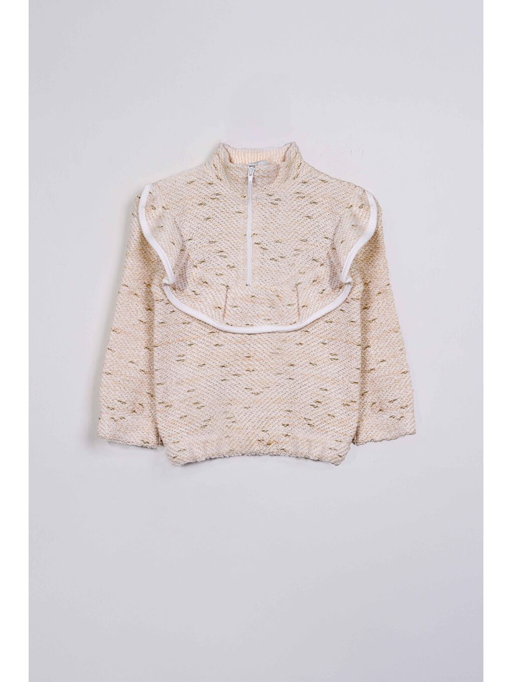 Ekru Kız Çocuk Fırfırlı Ve Fermuarlı Bluz - Krem (2-3 Yaş 8-9 Yaş)