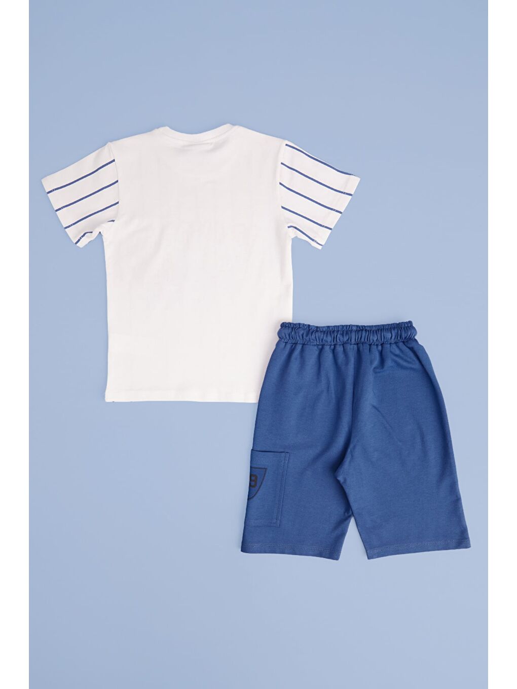 İndigo Çizgili Los Angeles Baskılı Erkek Çocuk 2 Li Takım-1
