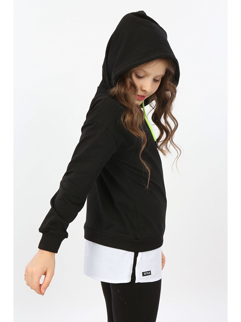 Siyah Kız Çocuk Do Not Give Up Nakışlı Sweatshirt-3