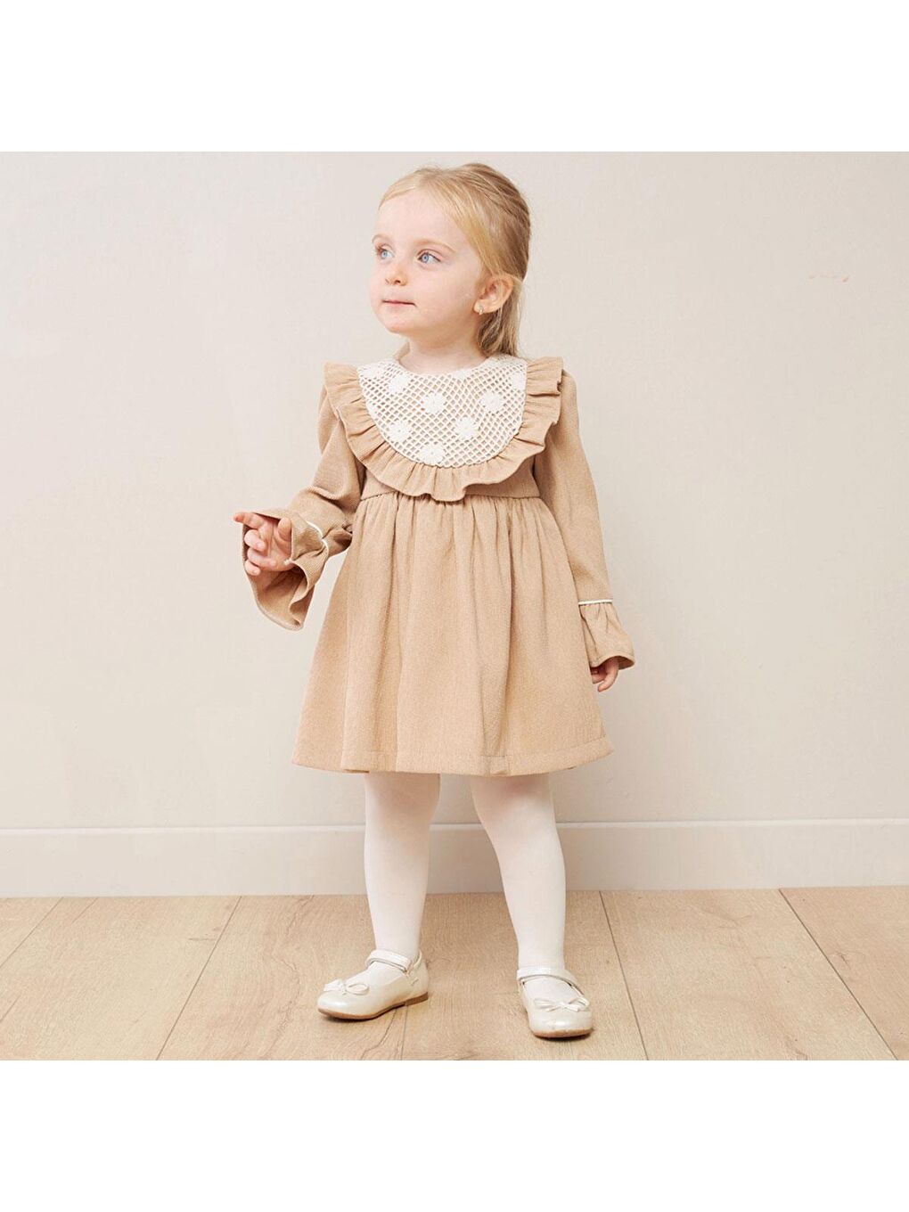 Karışık Kız Bebek Jile Fitili Kadife Çiçekli Elbise