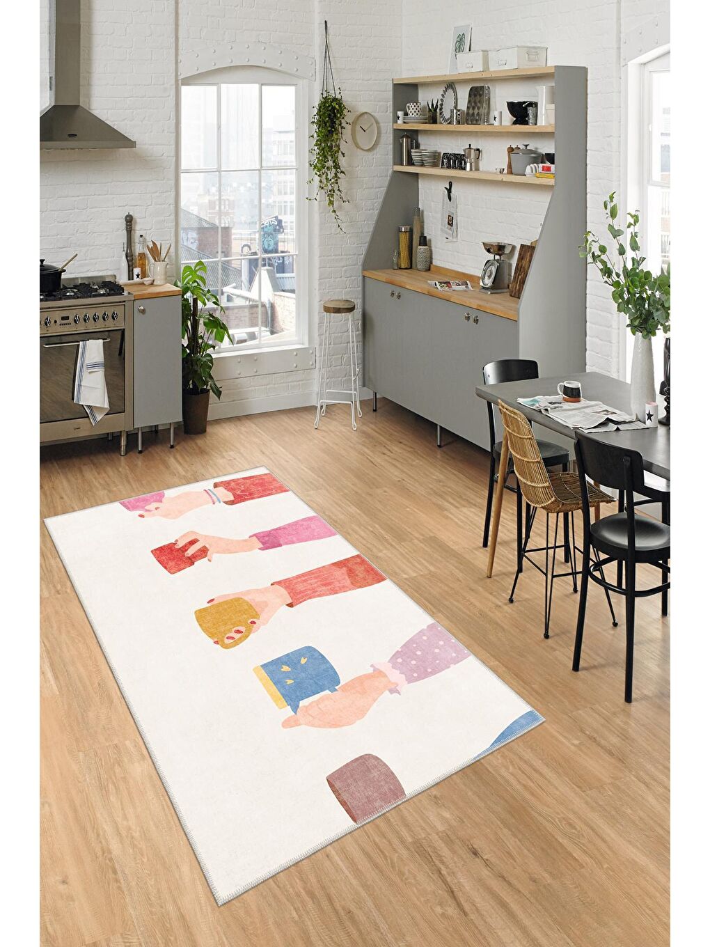 Karışık Premium Kalite, Pamuk ve Kaydırmaz Taban, Yıkanabilir, Mutfak Halısı  160 x 230 cm-2