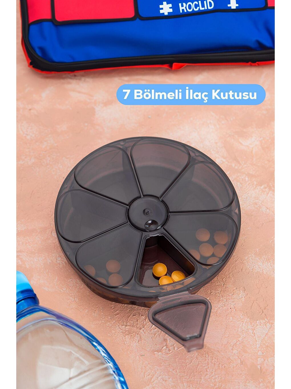 Porsima Renksiz L-00434 Haftalık İlaç Saklama Kutusu - 7 Bölmeli Kapaklı İlaç Hap Tablet Saklama Kabı