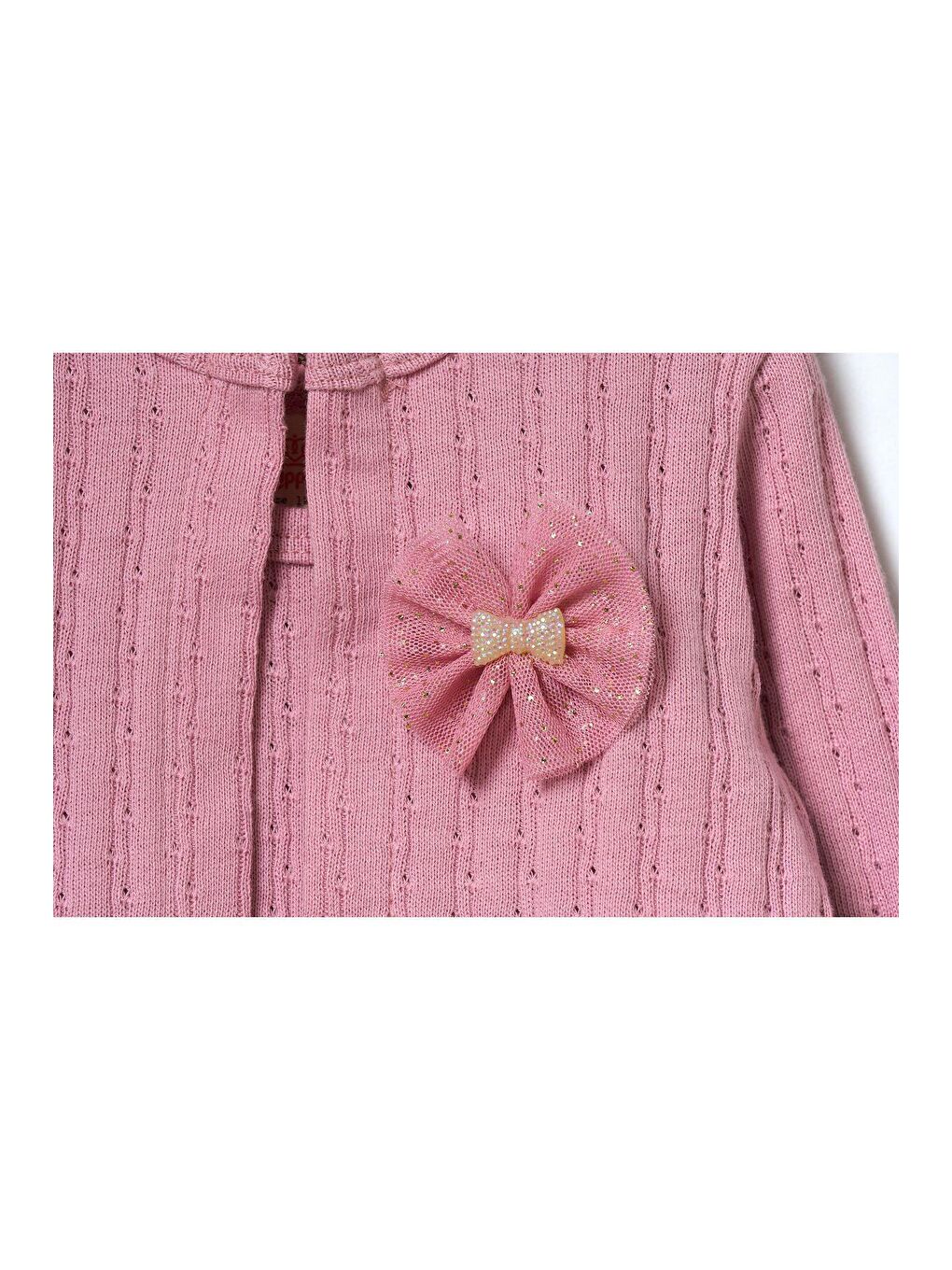 Kız Çocuk Pembe Kurdela Desenli Pamuklu Çıtçıtlı Ceketli Elbise-2