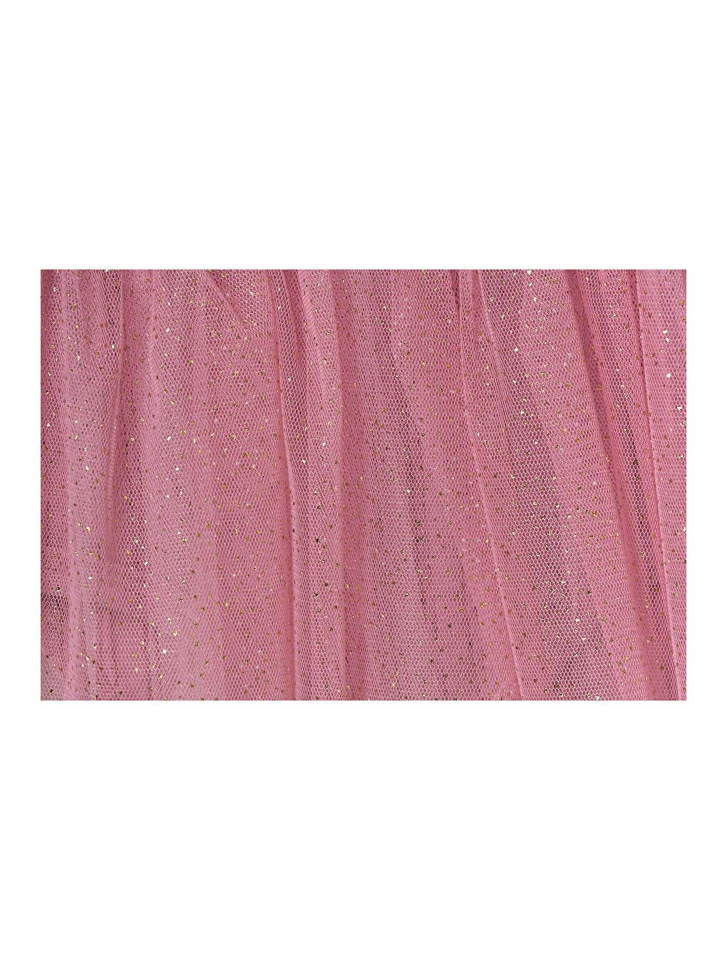 Kız Çocuk Pembe Kurdela Desenli Pamuklu Çıtçıtlı Ceketli Elbise-3