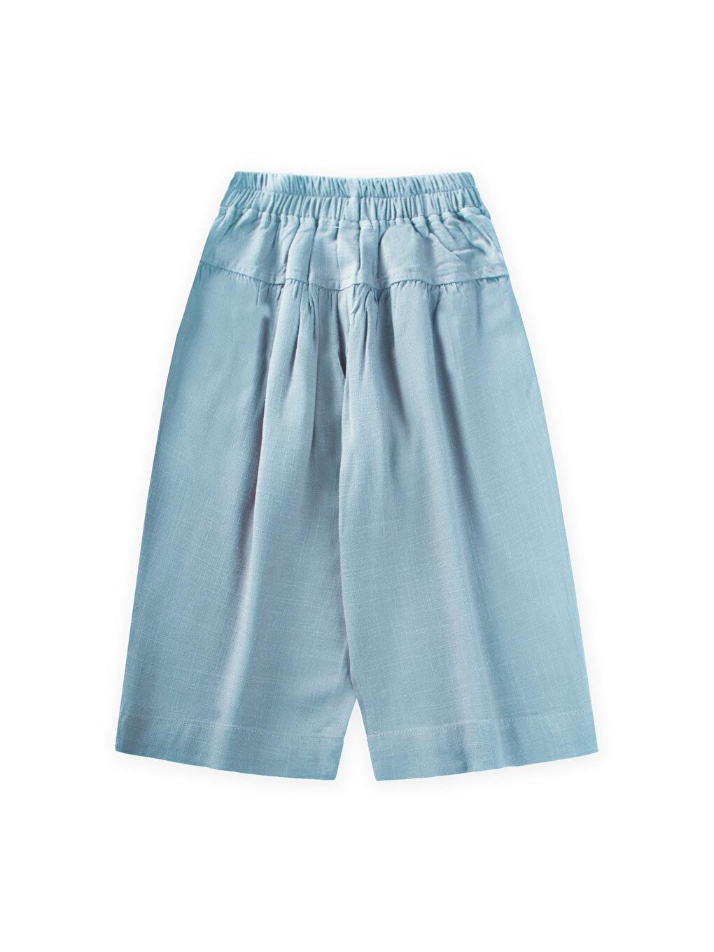 Korsajlı Büzgülü Keten Pantolon 2-7 Yaş Mavi-1