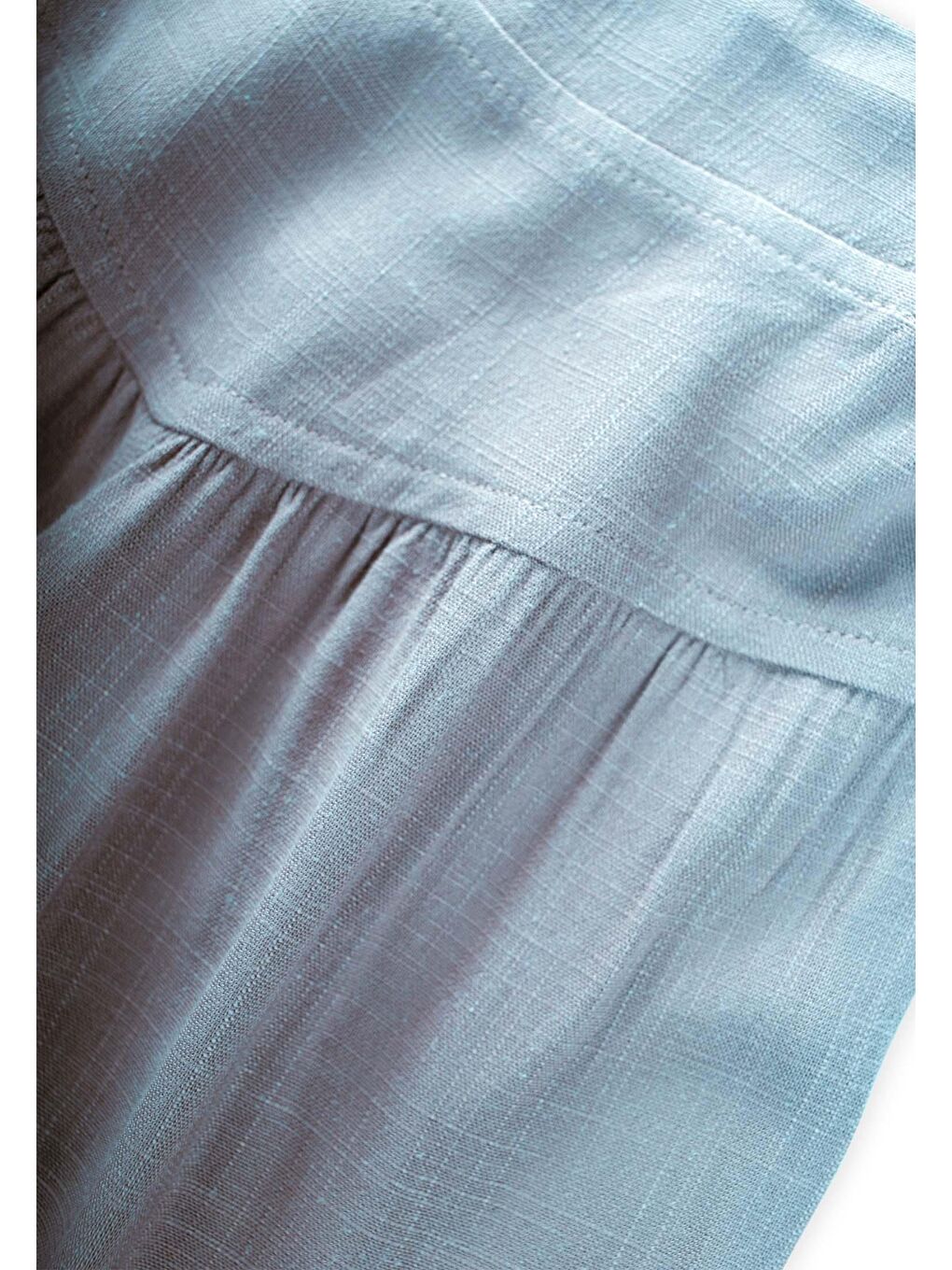 Korsajlı Büzgülü Keten Pantolon 2-7 Yaş Mavi-2