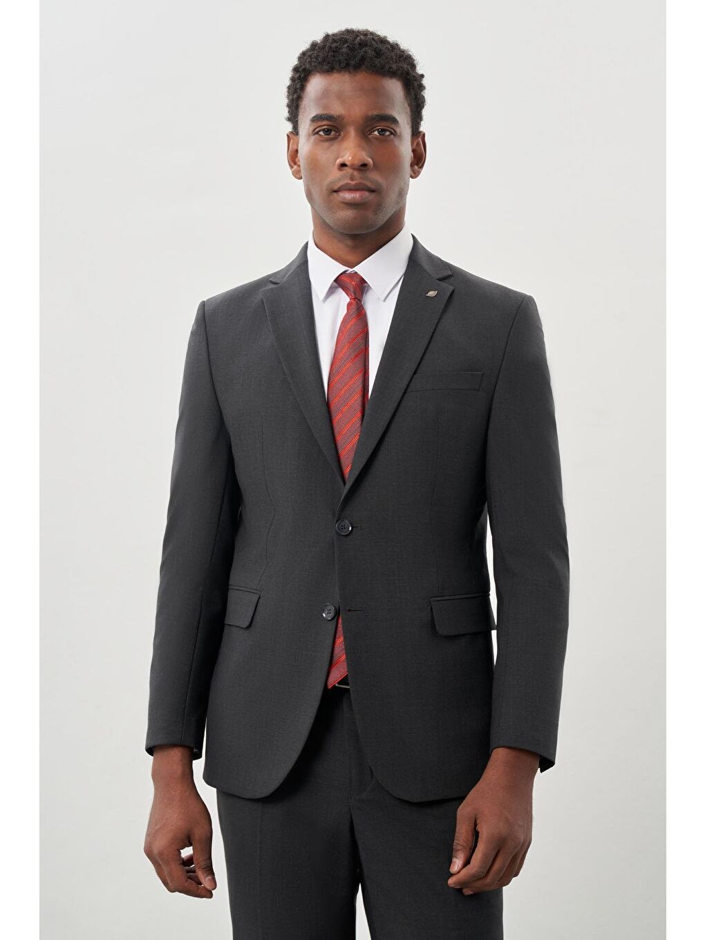 Koyu Antrasit Düz Mono Yaka Yünlü 6 Drop Comfort Fit Classic Takım Elbise 1001245180-1