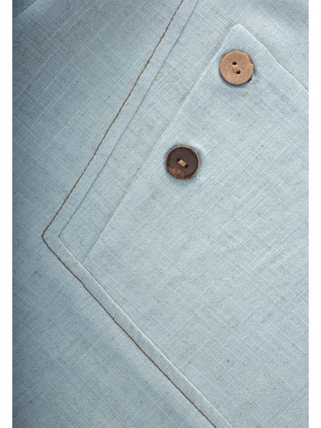 Mavi Kız Çocuk Keten Tişört-2