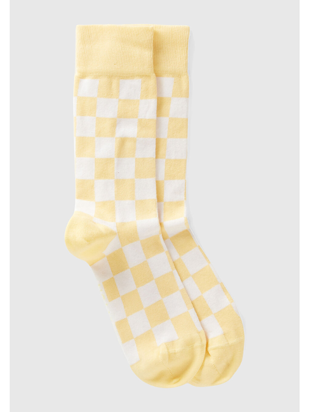 Unisex Sarı Dama Desenli Soket Çorap