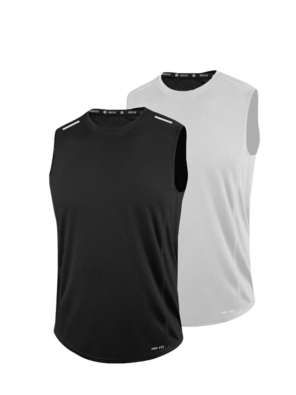 Siyah 2'li Erkek Nem Emici Hızlı Kuruma Teknik Performans Sporcu Sıfır Kol T-shirt DRIFIT-SIFIRKOL2