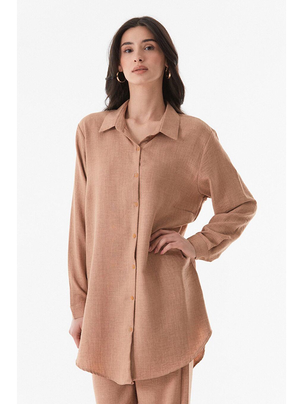 Sarı Basic Uzun Kollu Büyük Beden Takım-3